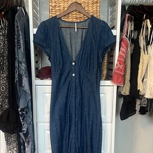Free People Deep Blue Midi Dress